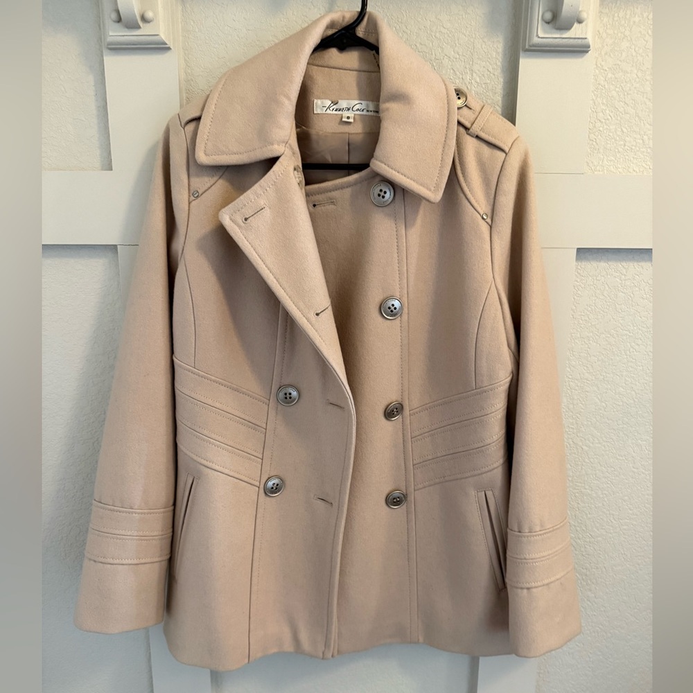 Kenneth Cole Beige Peacoat Coat - Picture 2 of 6